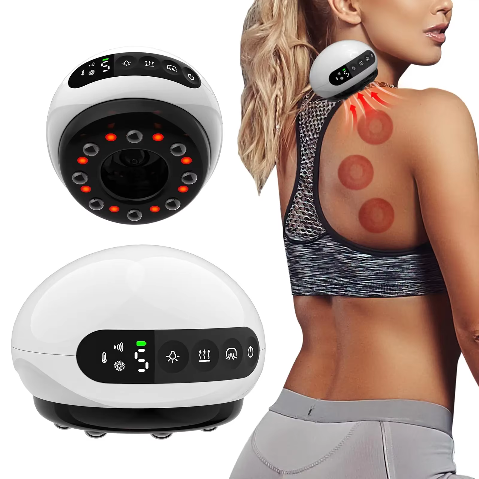 Electric Cupping massage Guasha Scraping EMS Body massager Vacuum Cans Suction Cup IR Heating Fat Burner Slimming Body Massger