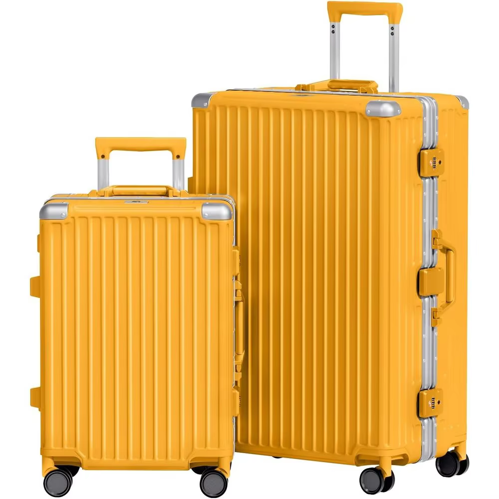 2 Piece Hard Shell Suitcase Set - Carry On & Checked Luggage with TSA Lock, Orange (20/28)