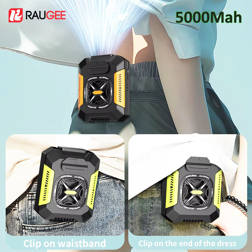 5000Mah Waist Fan Portable Hanging Neck Fan Wearable Shirt Fan With 3 Speed Personal Cool Clip Belt Fan For Outdoor Travel