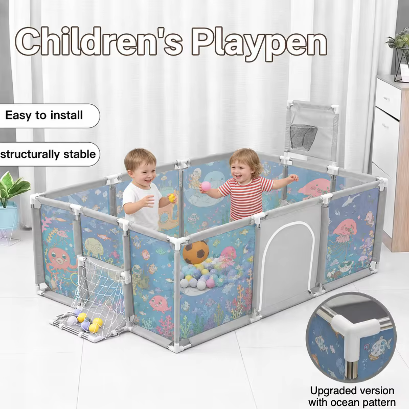 Imbaby cartoon cercadinho do bebê quadro seguro criança playground anti-colisão cerca de segurança para interior/exterior crianças barreira de atividade