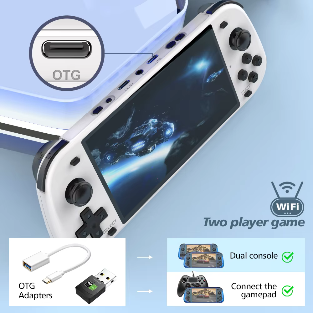 5.1 Inch R50S Retro Handheld Game Console 854*480 Large Screen Linux System Portable Pocket Video Game Player Boy Gifts