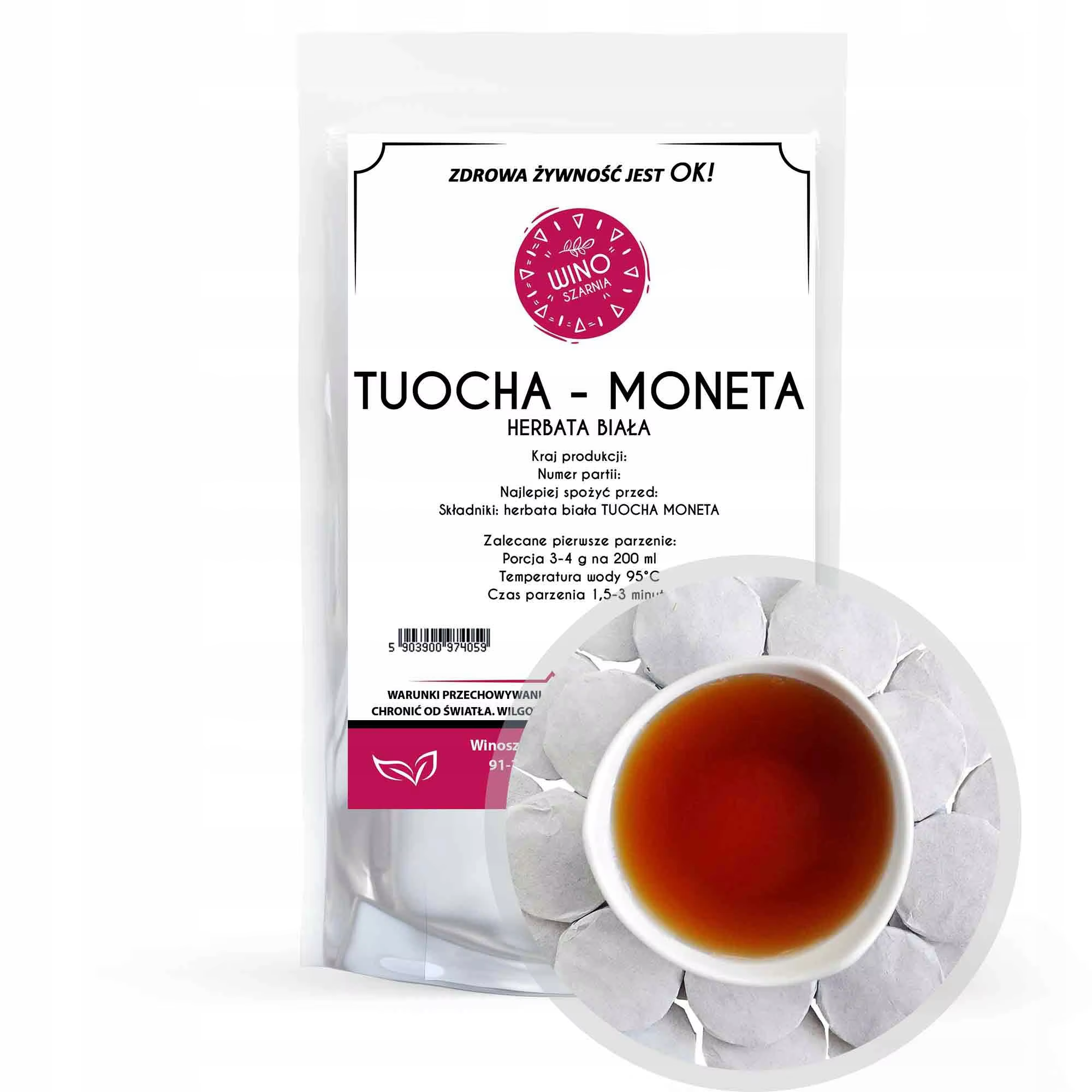 TUOCHA Weißer Tee in Münzform - 500g Gepresst