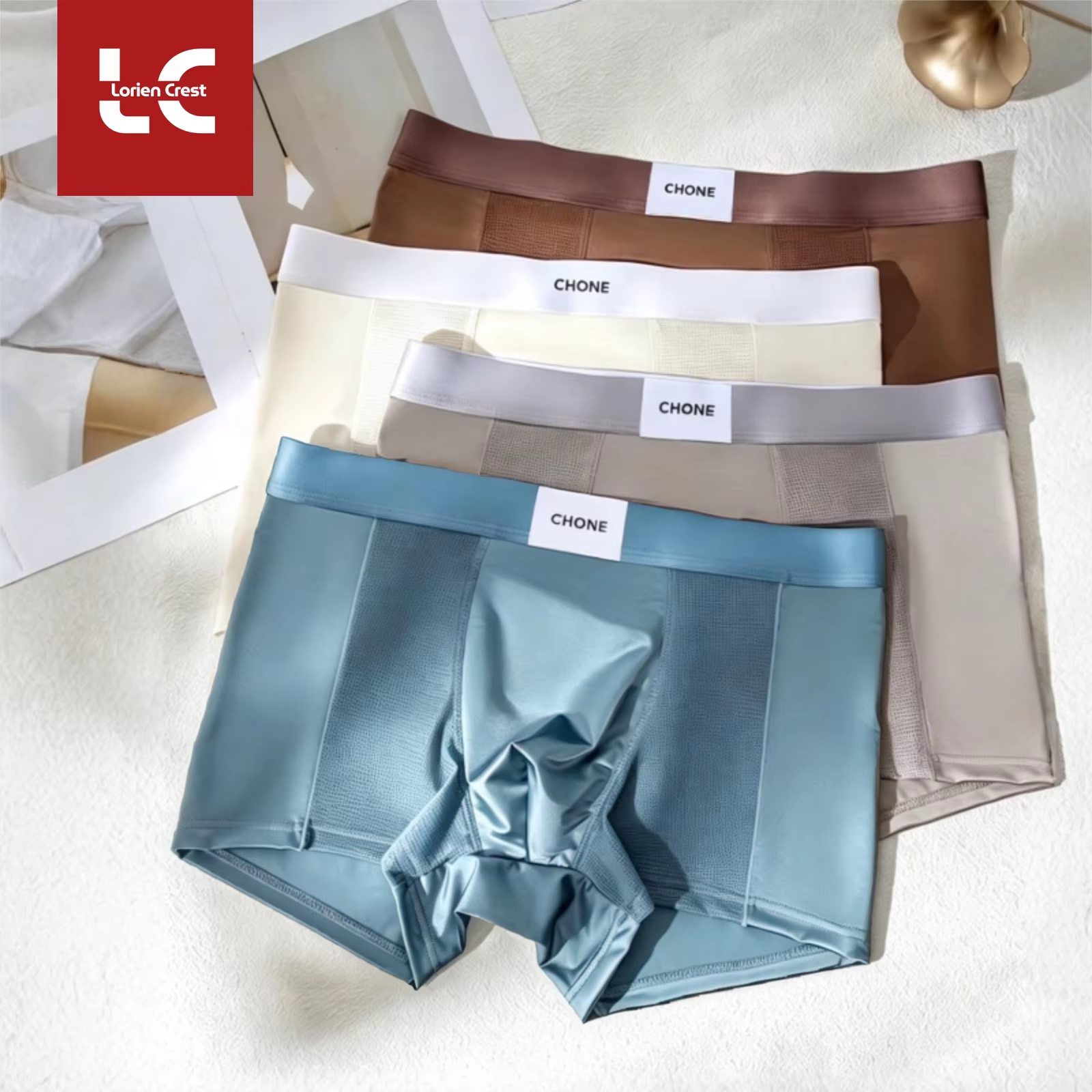 3pcs Men's Satin-Like Ice Silk Boxers Summer Breathable Air-Conditioned Underwear Lightweight Trunks New