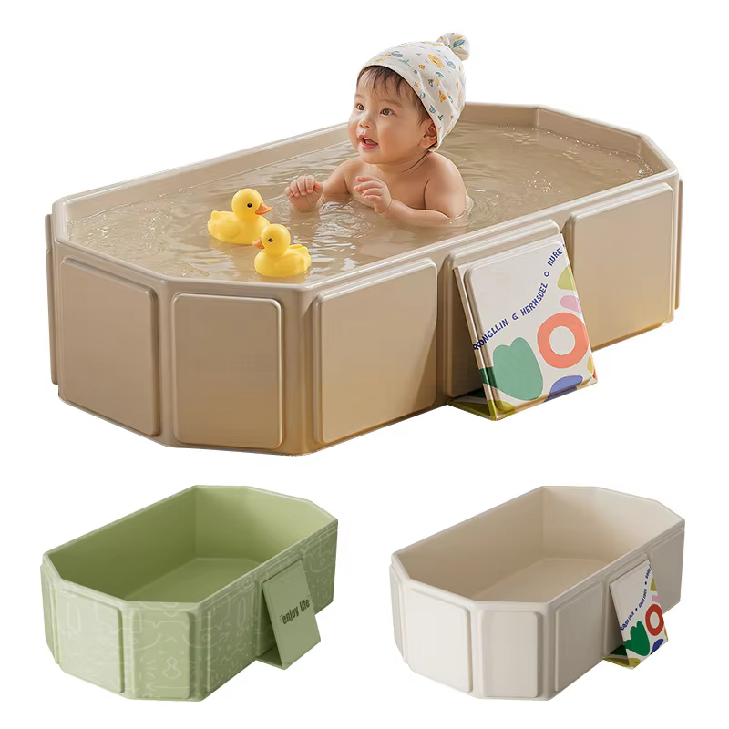 Summer Baby Bathtub Pvc Large Size Folding Bath Tub with Toys Infant Newborn Tub Portable Storage No Installation 0-5 Years Old