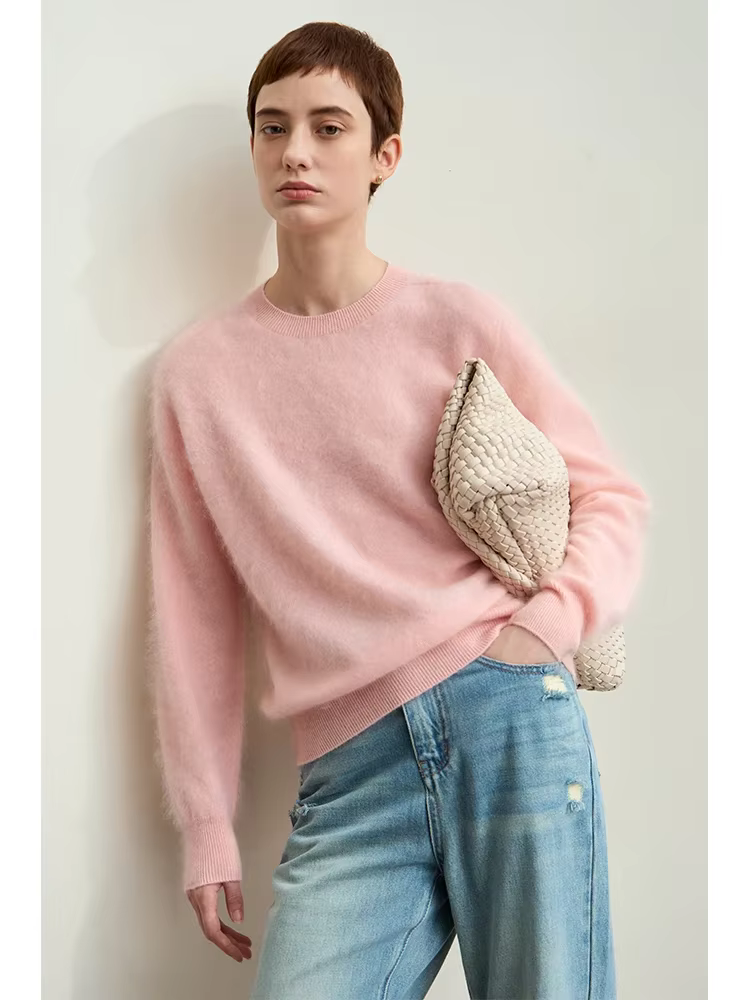 Amii Minimalism Women's Sweaters 2025 Autumn New Warm Cashmere Sweater for Women Solid O-Neck Loose Knit Tops Ladies 12453073