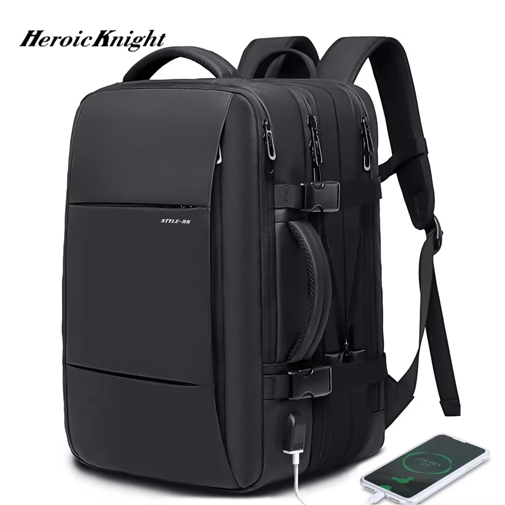 Heroic Knight Expandable Men Backpack Waterproof Business Laptop Backpack Man Large Capacity Travel Bag Fashion School Backpack