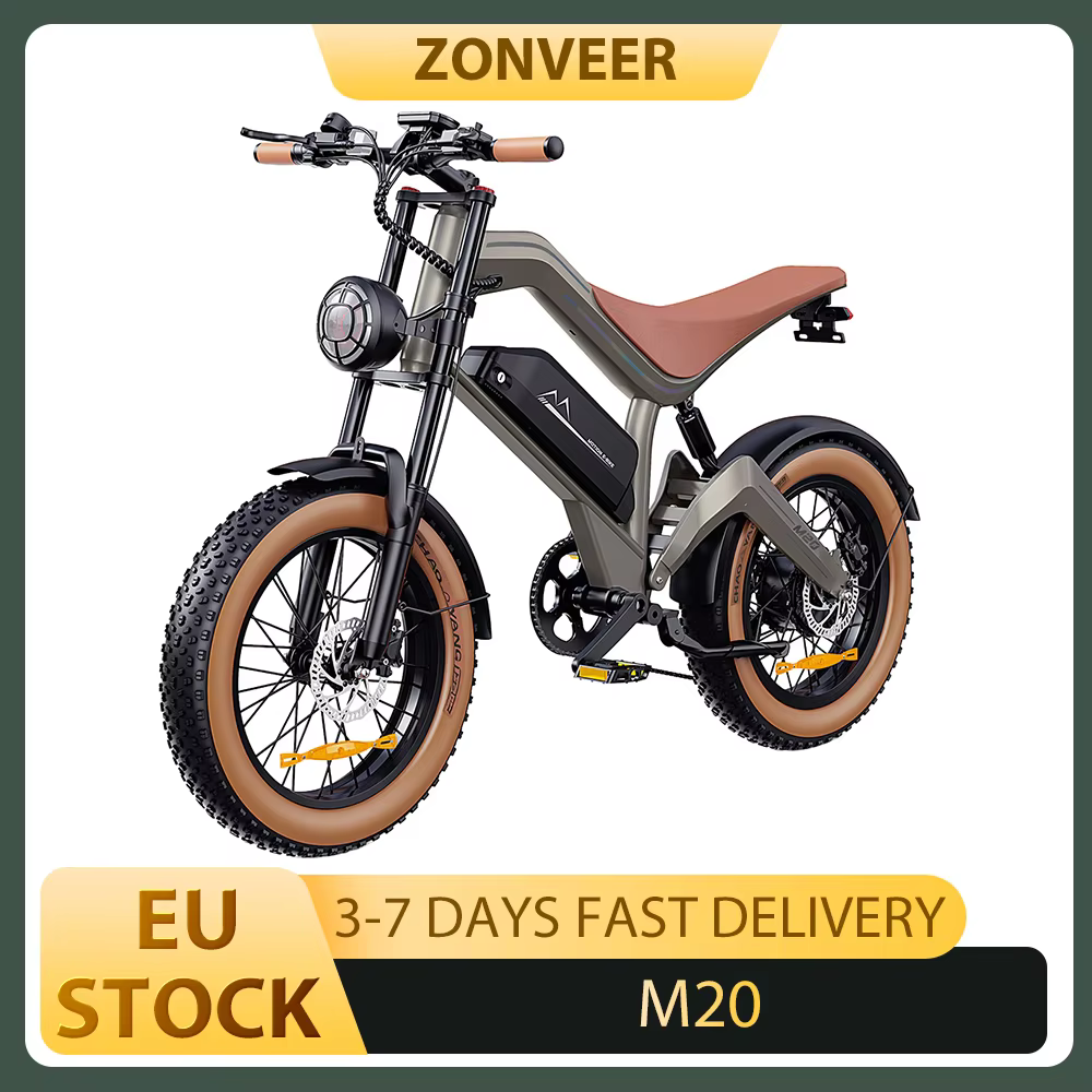 ZONVEER M20 Electric Bike, 1000W Motor, 48V 18.2Ah Battery, 55km/h Max Speed, 20''x 4.0" Fat Tires, Hydraulic Brakes, NFC Unlock
