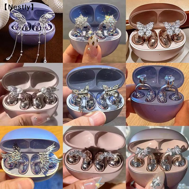 1Pairs Headphone Diameter Buckle Zircon Decorative Headphone Decoration Clip Removable Easy To Install Earbud Accessories〔Nest〕
