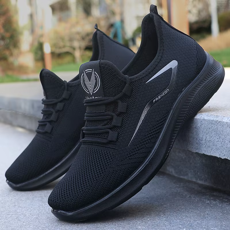 Men's Solid Lace-Up Casual Shoes, Lightweight Outdoor Sports Shoes for Men's Fashionable Solid Casual Shoes Suitable for Leisure Walking Enthusiasts - Ideal for Lightweight, Breathable and Non-Slip, S
