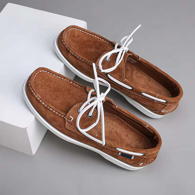 Fashion Classic Boat Shoes Men Leather Hot Sale Men's Outdoor Walking Shoes For Man Wedding Dress Shoes Lace-Up Simple Loafers