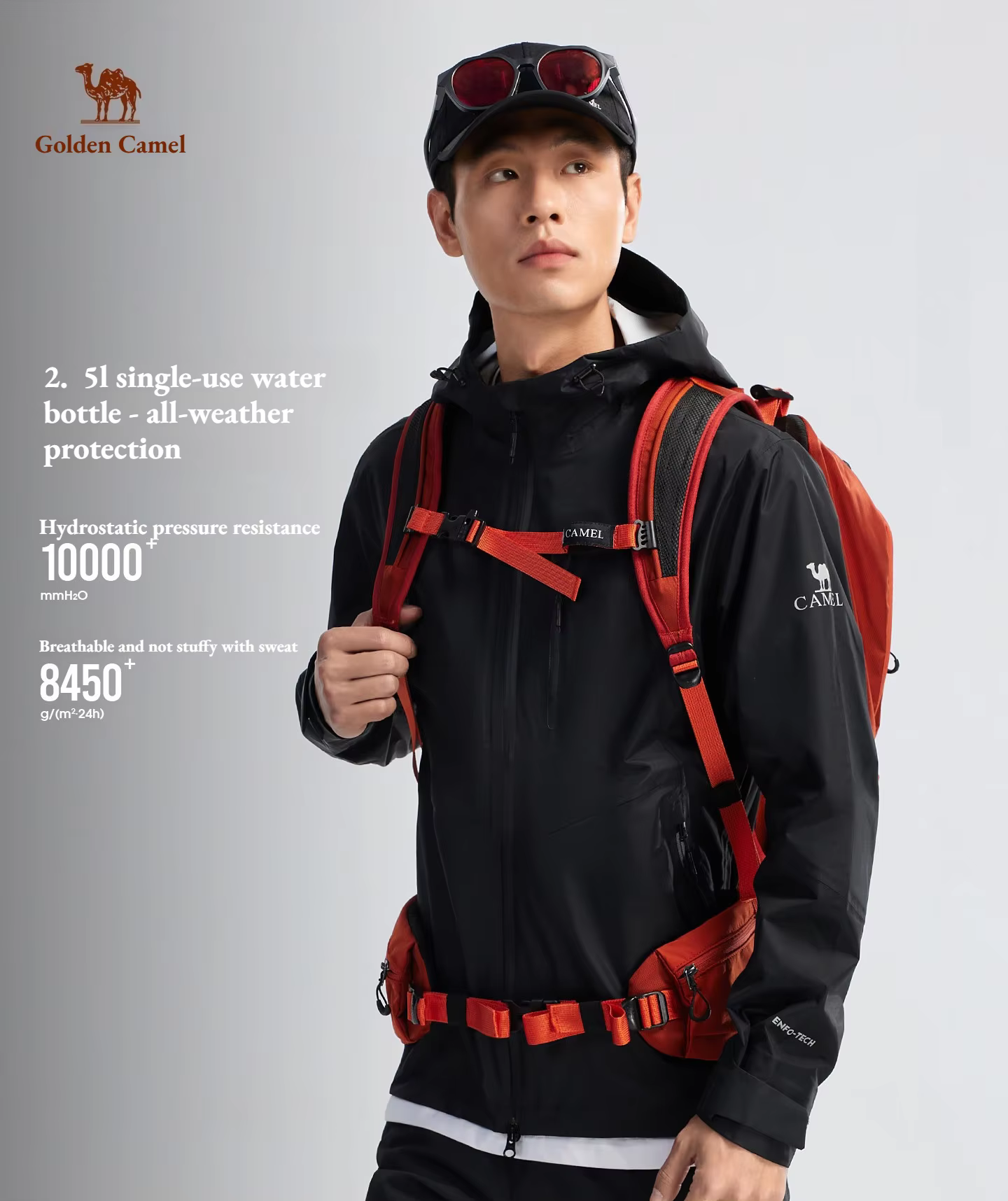 Golden Camel Men's Hard Shell Hiking Jackets Outdoor Professional Windproof Waterproof High Performance Ultralight Single Jacket