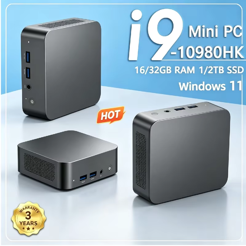 Portable Mini PC Core i9 10980HK Processor Windows 11 16GB 32GB DDR4 RAM 1TB 2TB SSD High Speed Storage 4K Video Gaming PC