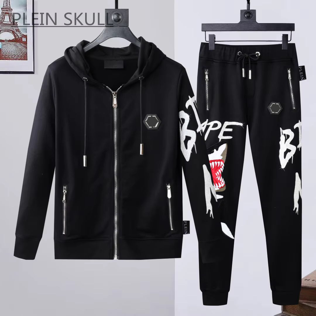 Plein Skull Hip Hop Luxury Suit Shark Pattern Spring and Autumn Coat Panth Men's Outdoor Casual Punk Gothic Luxury Brand Suit