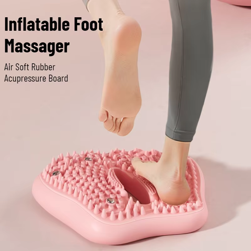 Anti-slip Acupressure Foot Massager Pad Inflatable Foot Massager Strong Suction Cups Foldable Portable Drainage Holes