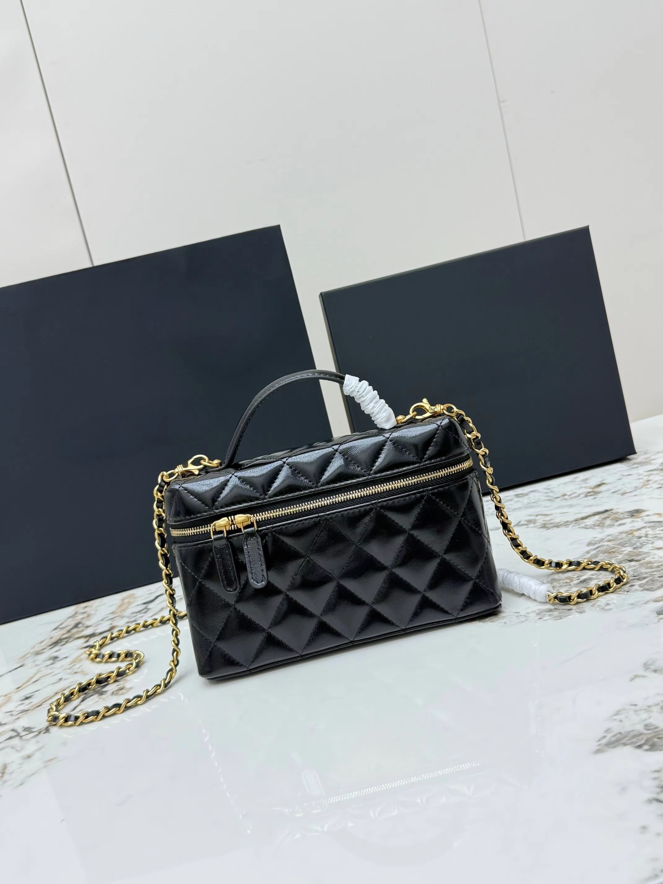 Women's Black Mini Shoulder Bag with Top Handle, Polished Metal Details for Chic Day-to-Night Versatility