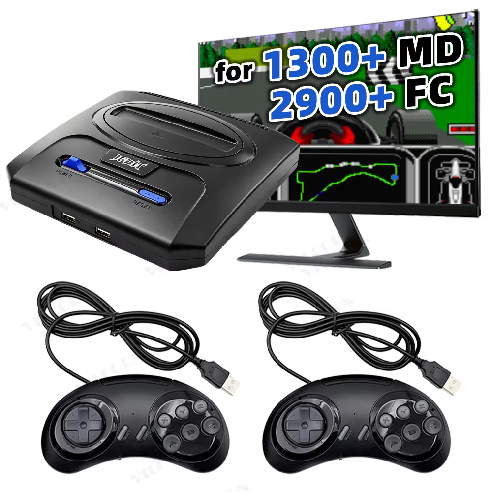 VILCORN 16Bit Retro Game Console HD TV Video Game System 2 Controllers Built-in 4000+ Games for NES MD Sega Genesis Save & Load