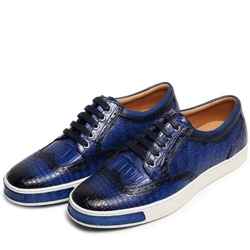 meixigelei crocodile shoe lace-up  flat  Round head  youth  malecrocodile  business  leisure  breathable  men shoes