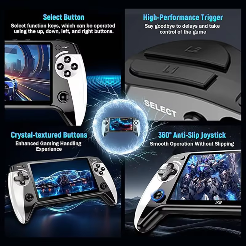 X9 portable game console, 5.5-inch HD screen, multiple languages, retro GBA Arcade video, 8 simulators with 360° non-slip joysti