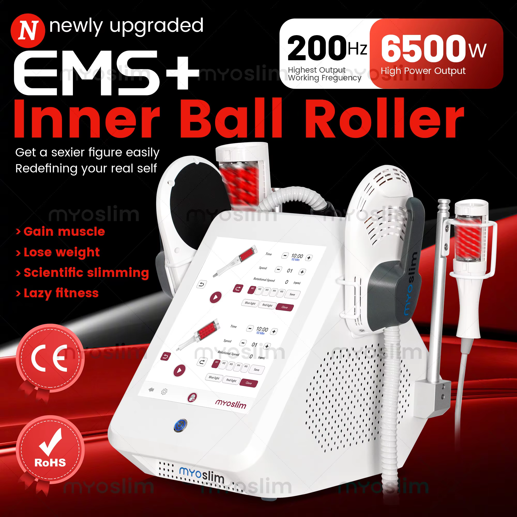 EMS Vacuum Inner Ball Roller 360 Degree Rolling Cellulite Massage Weights Loss Machine Body Muscle Body Slimming Fat Removal
