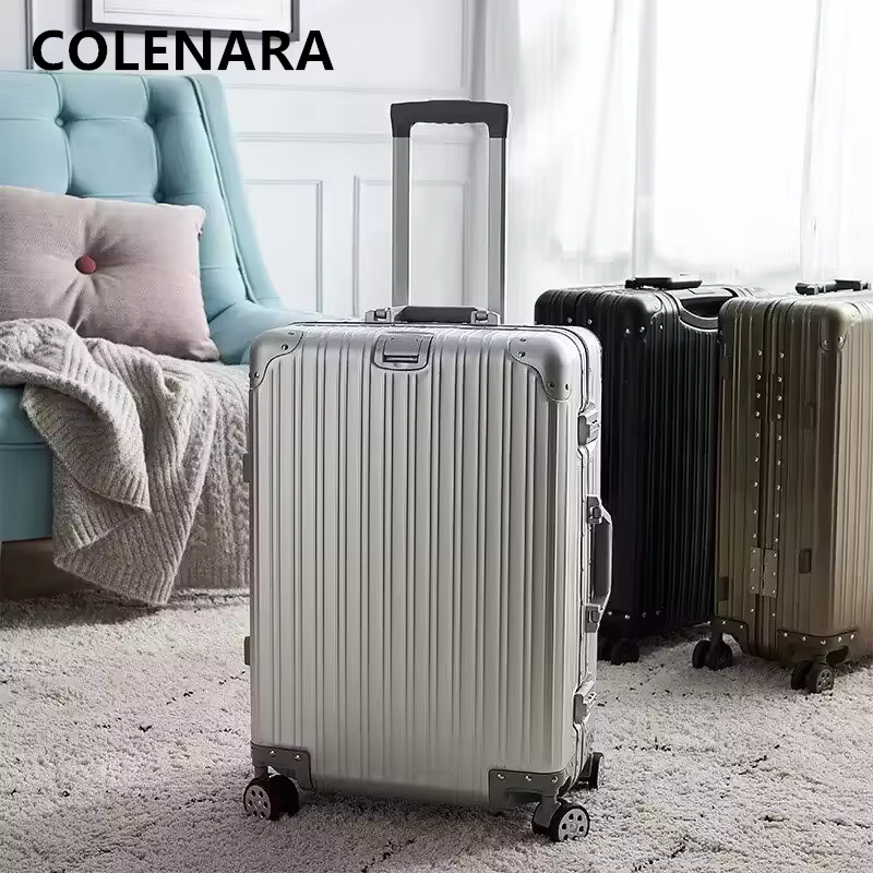 COLENARA Suitcase Full Aluminum Magnesium Alloy Boarding Box Large Capacity Trolley Case 20"24"26"29 Inch Travel Bag Luggage