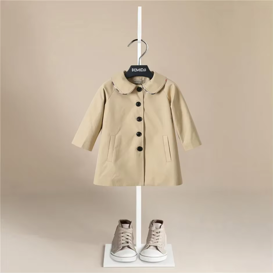 Spring Girls Trench Coat Children Autumn Jackets Kids Button Long Coat Toddler Fashion Outerwear Baby Girl Long Sleeve Clothes