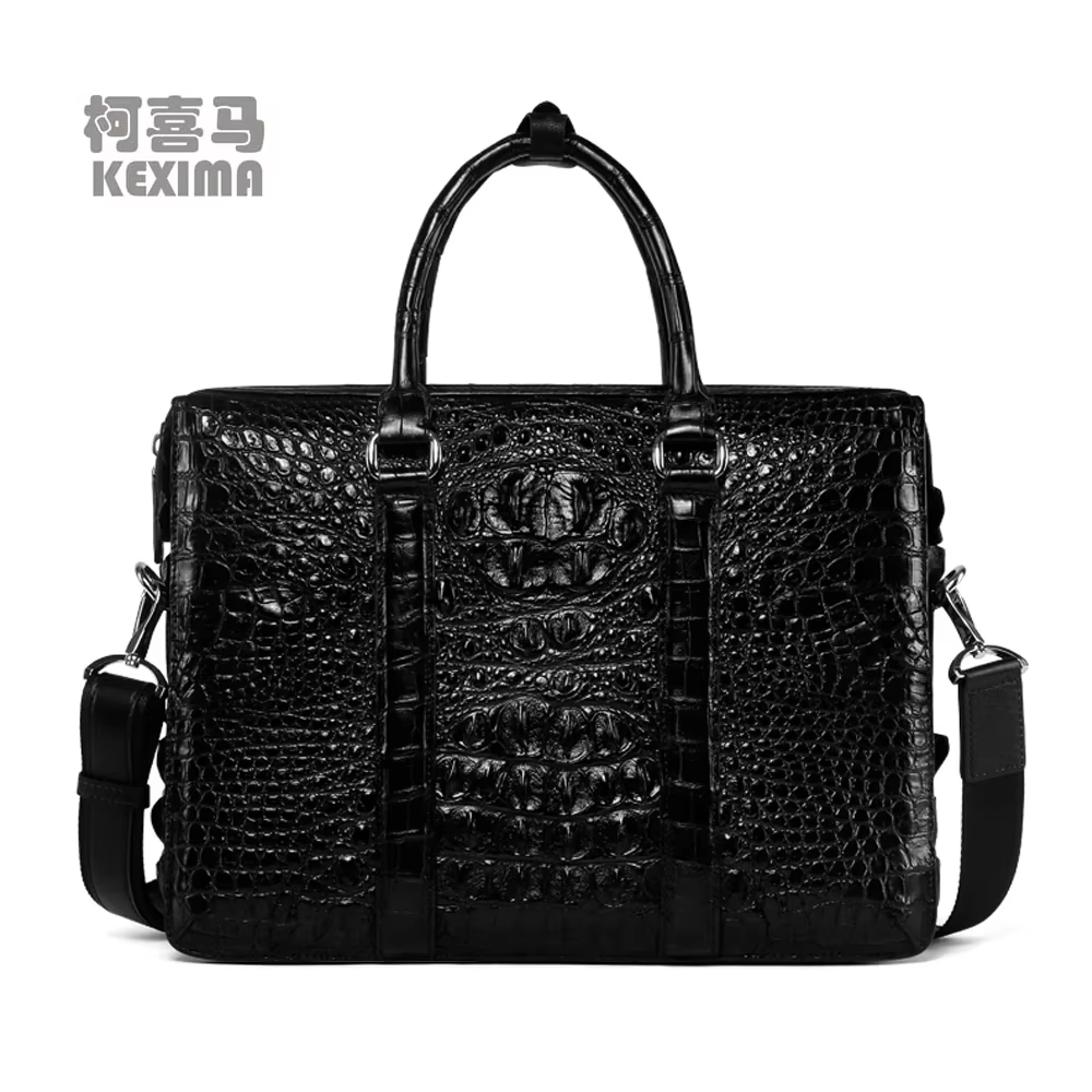 keximayuanyua  men bag crocodile skin handbag male briefcase crocodile skin single shoulder bag large capacity