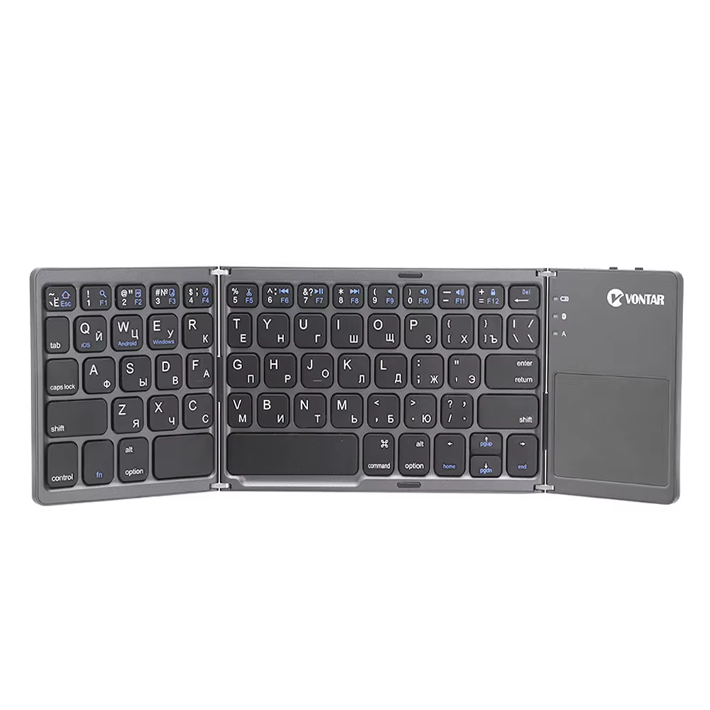 2026 Folding Bluetooth Keyboard Wireless Klavye English Russian with Type-C Charge Port for IOS/Android/Windows ipad Tablet