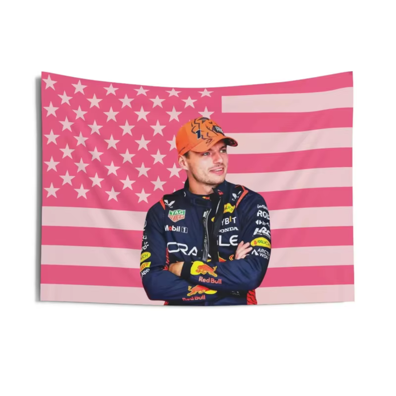 VIKAMA Lando Norris Tapestry Pink American Flag Racing Theme Bedroom Decor Headboard Wall Accent Panel Unisex