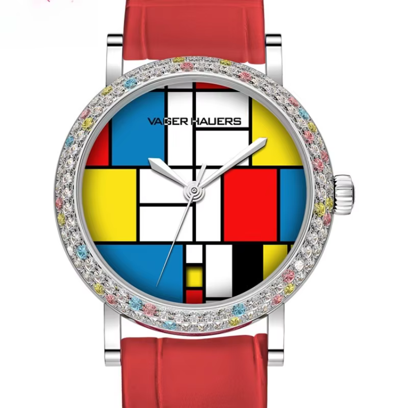 Vijay Howz Genuine Original Watch Women's Ins Wind Birthday Year Red Mechanical Watch Simple Diamond Waterproof Women's Watch