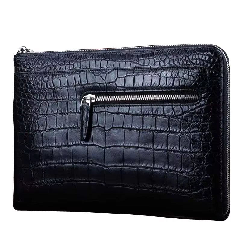 ourui new  selling  crocodile  men  Hand caught  black  men clutch bag  Thin section men bag