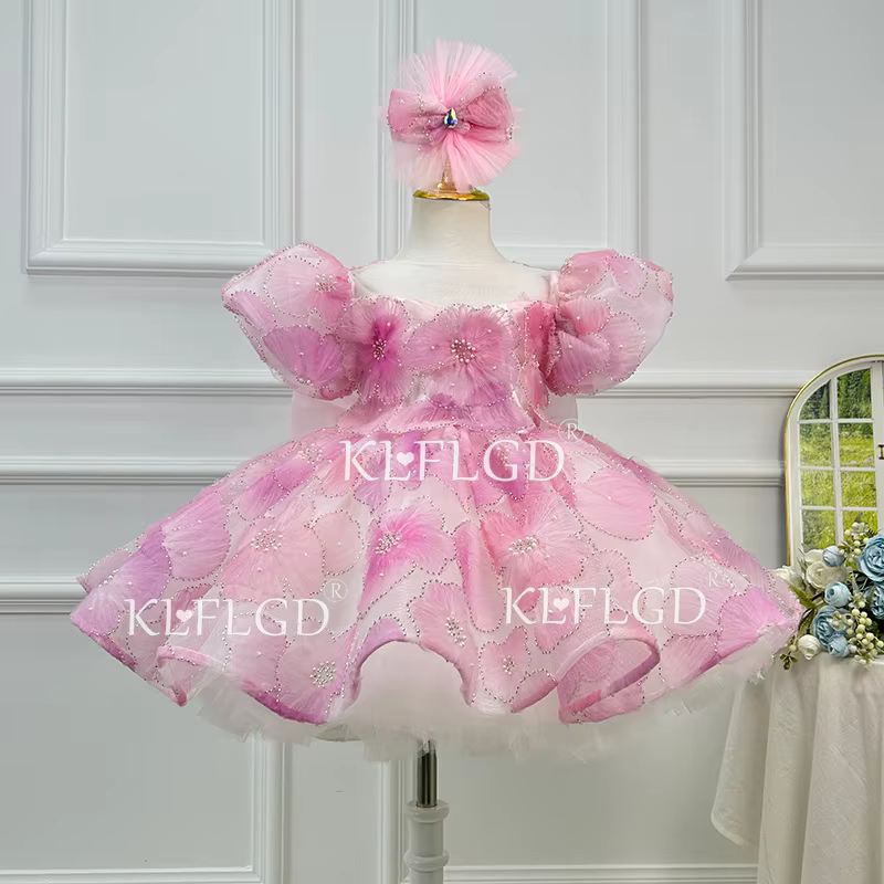KLFLGD  Toddler baby girl first birthday dress gorgeous and elegant princess dress piano performance dress summer embroidered