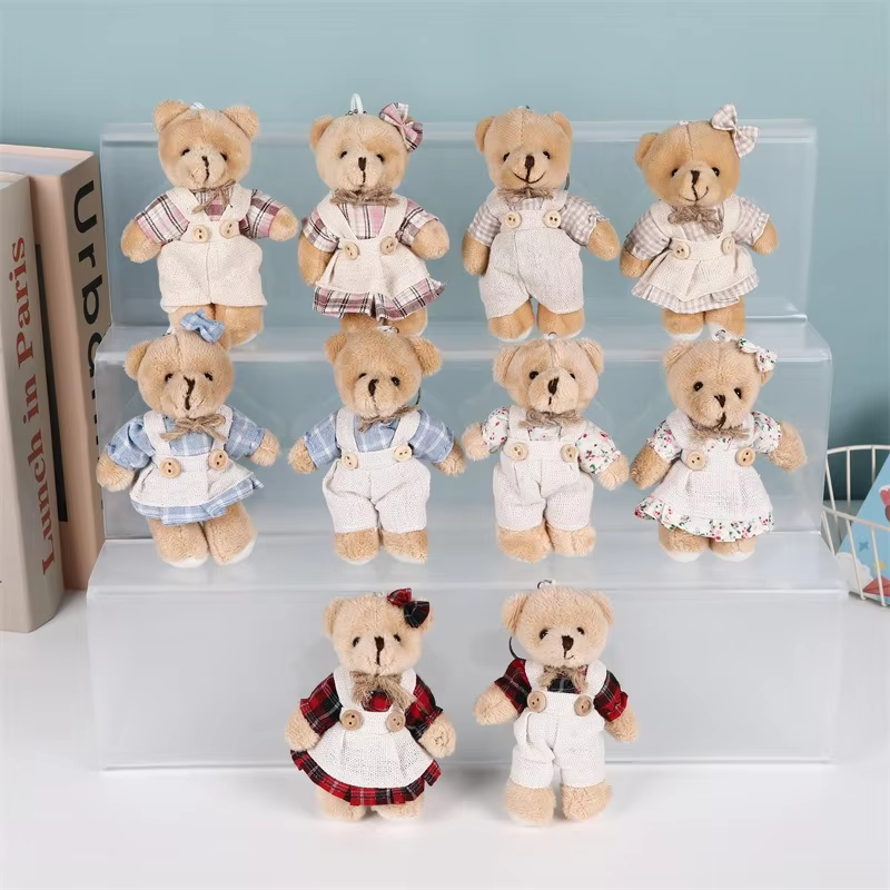 Lindo llavero de oso de peluche de lino, llavero de conejo para mujer y pareja, colgante para bolso o coche, adorno, juguete de peluche, regalo para fiesta de bodas