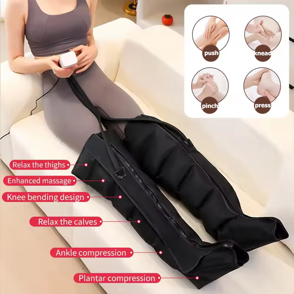 Air Compression Leg Foot Massage 6 Airbag Pneumatic Boots Used for Circulation and Leg Muscle Relaxation to Relieve Varicos Vein