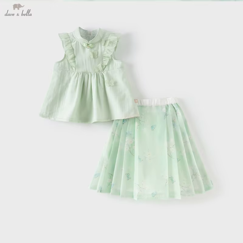 Dave Bella Children Skirt Set Girls Baby Two-Piece Princess New Summer Fashion Casual Elegant Gentle Party Butterfly DB2251857