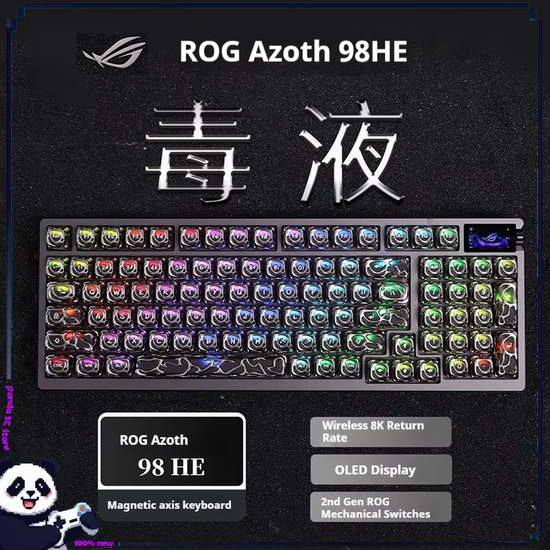 ROG Azoth 98 HE Magnetic Keyboard Wireless Bluetooth Tri-mode Gaming Keyboard RGB 8K OLED Screen ROG HFX V2 Magnetic Switch PC