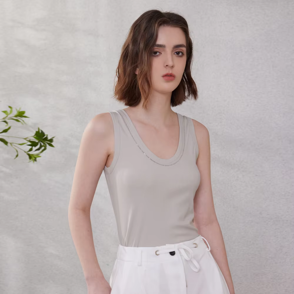 K2098W luxurious Womens Clothing Ladies summer vest High quality silk wool clothes