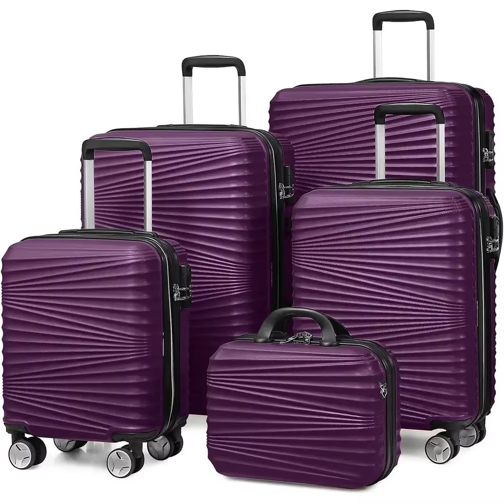 5-Piece Hard Shell Expandable Luggage Set with Spinner Wheels, Lightweight Travel Suitcases for Men and Women (14/18/20/24/28 in