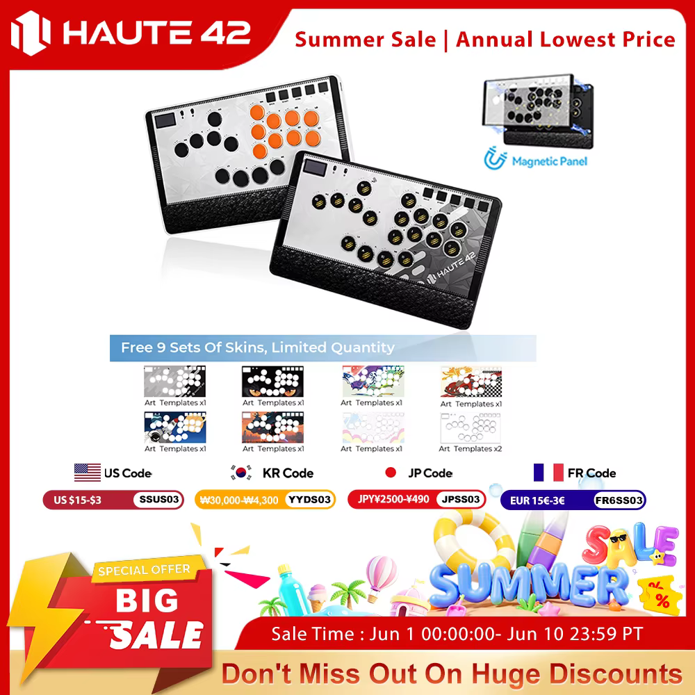 Haute42 Magnetic C-AT Leverless Fightstick Hitbox Controller For PC/PS4/PS5 Stickless Arcade Stick Leverless Controller Hitbox