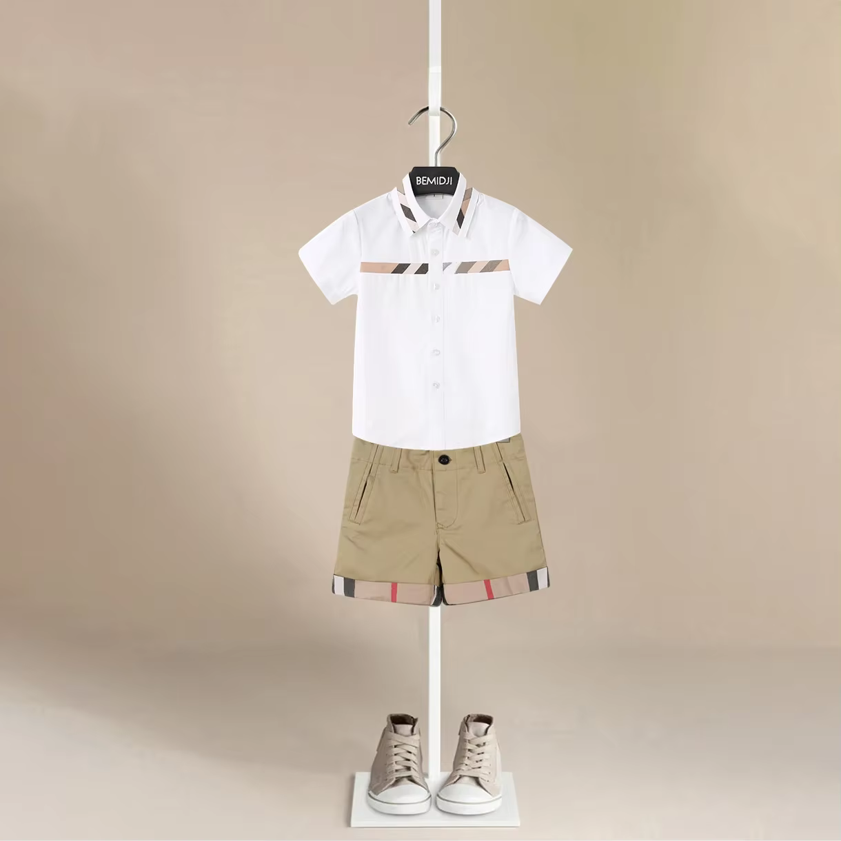 Baby Boy Clothes Set White Plaid T-shirt+Shorts Kids Kids Summer Clothing Set Baby Boy Outfit Set Infant Toddler Tee Shirt Pants