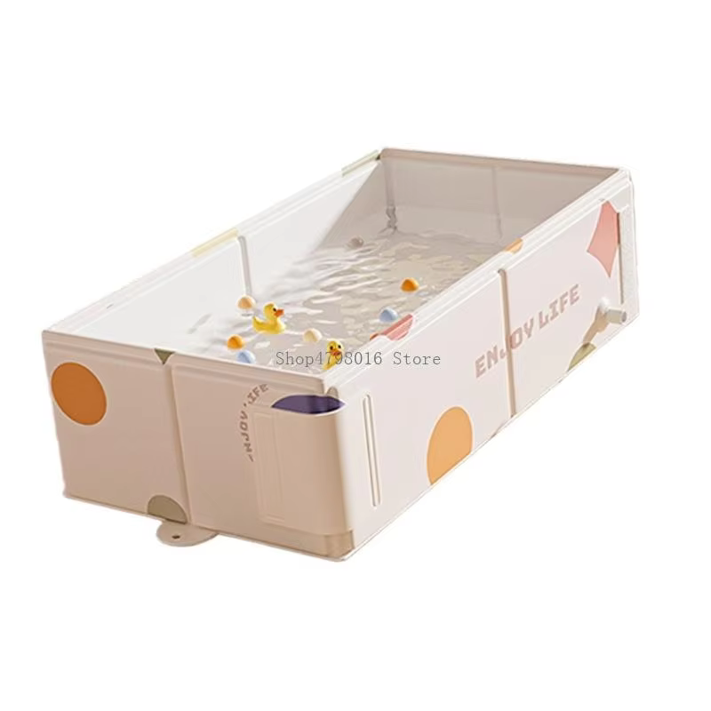  Foldable Baby Bath Tub with Drainage Hole Travel Shower Basin Baby Bathtub