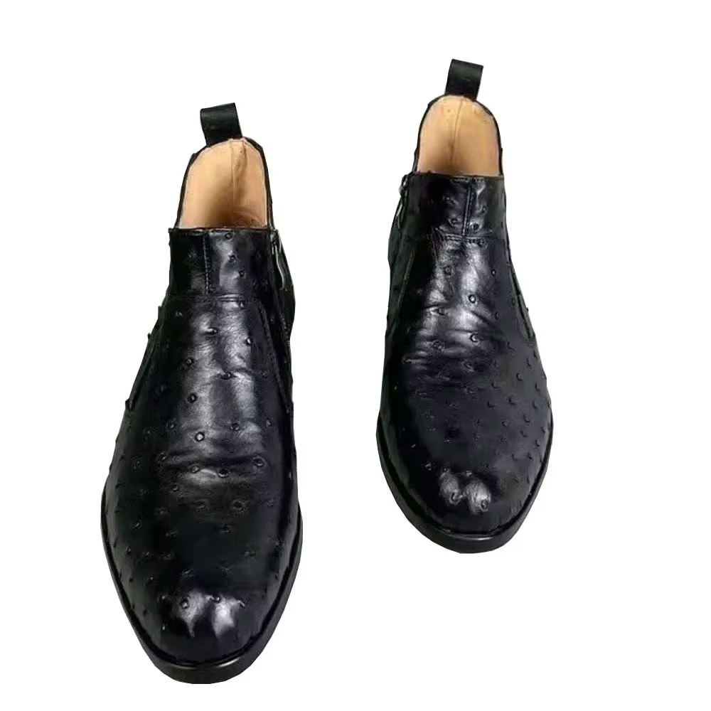yinghshang new arrival men ostrich leather boots male ostrich boots men  ostrich skin shoes for men