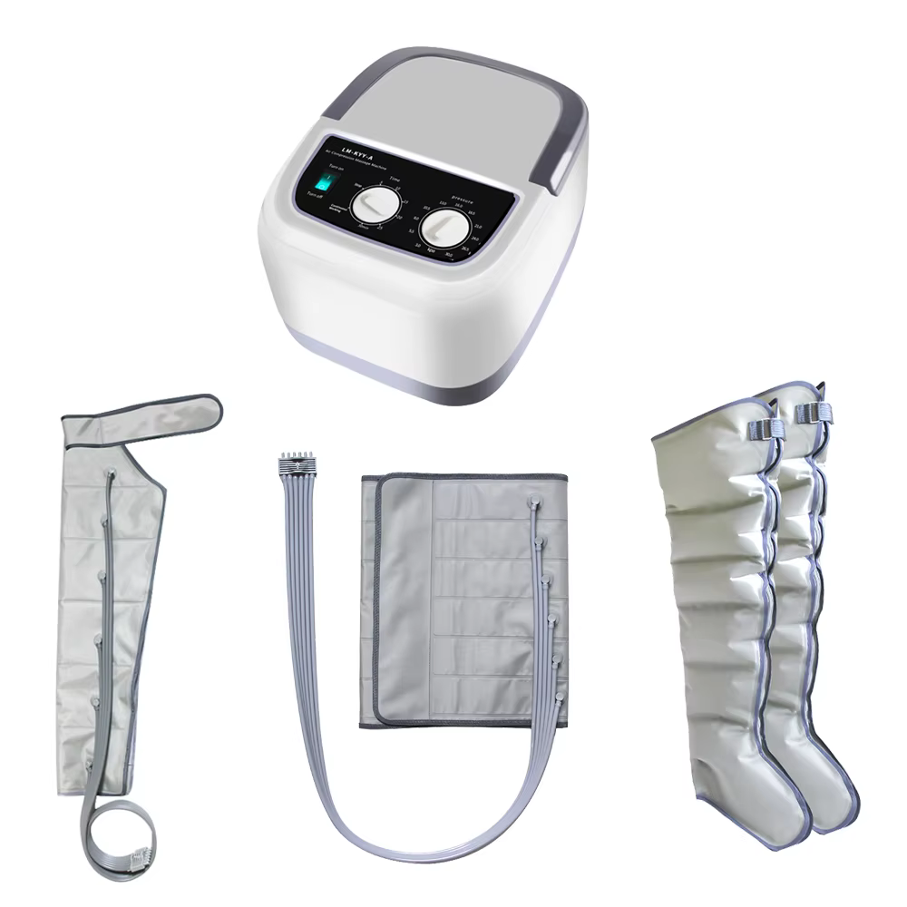 6-Chamber Pressotherapy ضغط الهواء الساق تدليك القدم العلاج الذراع الخصر الهوائية آلة ضغط موجة الهواء