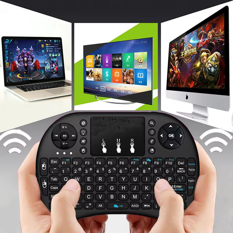 Colorful Backlight English Russian 2.4G Bluetooth 5.0 Air Mouse Remote Touchpad for Android TV Box PC I8 Mini Wireless Keyboard