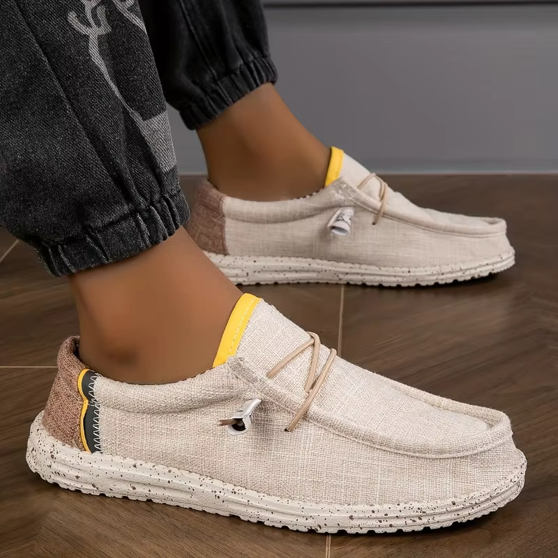 Men's Shoes Canvas Loafers Comfortable Breathable Men's Casual Shoes Driving Shoes Vulcanized Shoes Flat Shoes Men Walking Shoes