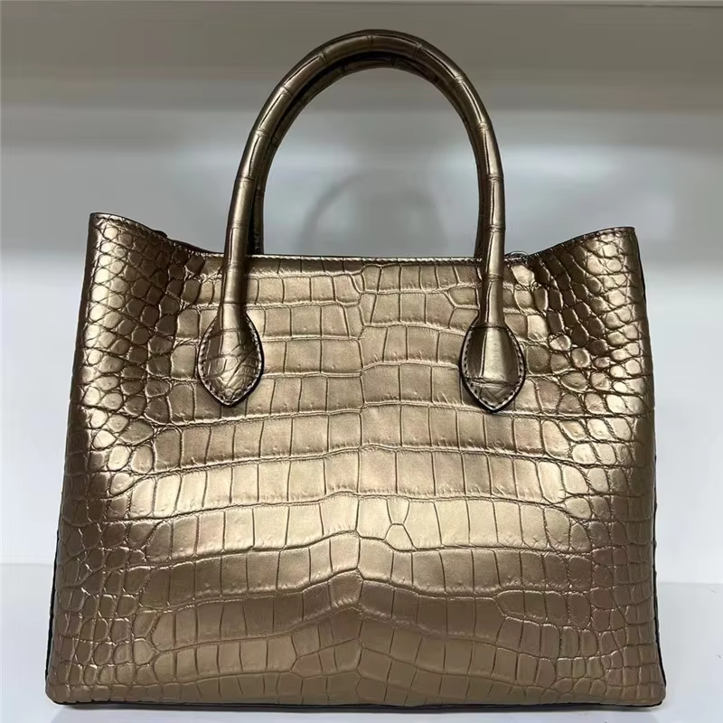 Authentic Real Crocodile Belly Skin Lady Large Colorful Purse Genuine Alligator Leather Female Handbag Women Single Shoulder Bag