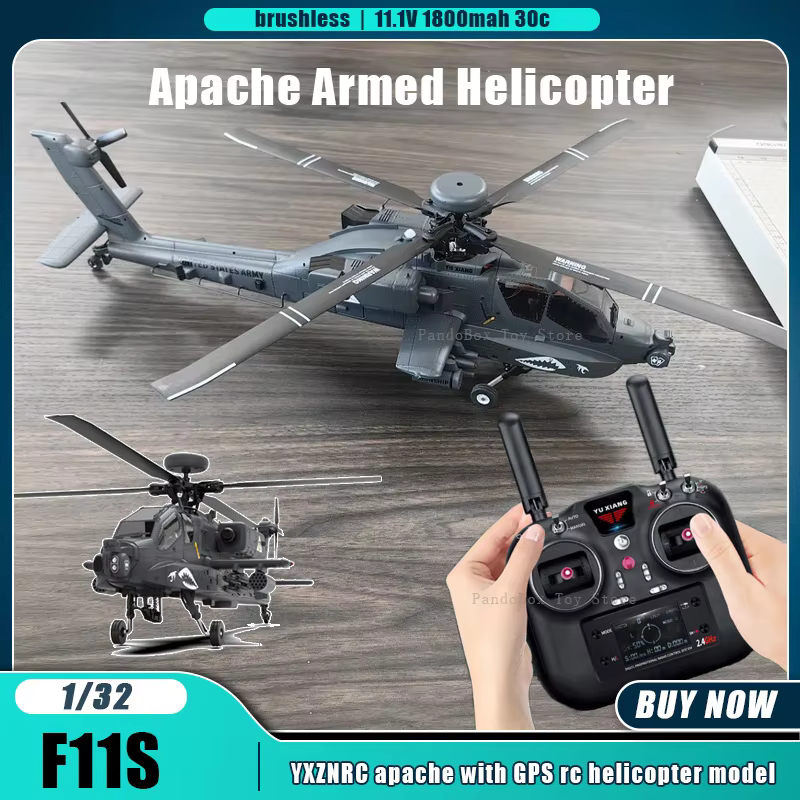YXZNRC F11S 1:32 Rc Helicopter Yuxiang F11s Apache Armed Helicopter Model Intelligent Return&GPS Positioning Uav Aircraft Toys