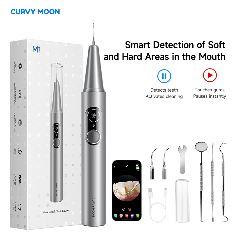 CURVY MOON Visual Tooth Cleaner Ultrasonic Dental Scaler For Teeth Tartar Remover Electric Teeth Cleaner Teeth Cleaning Tools