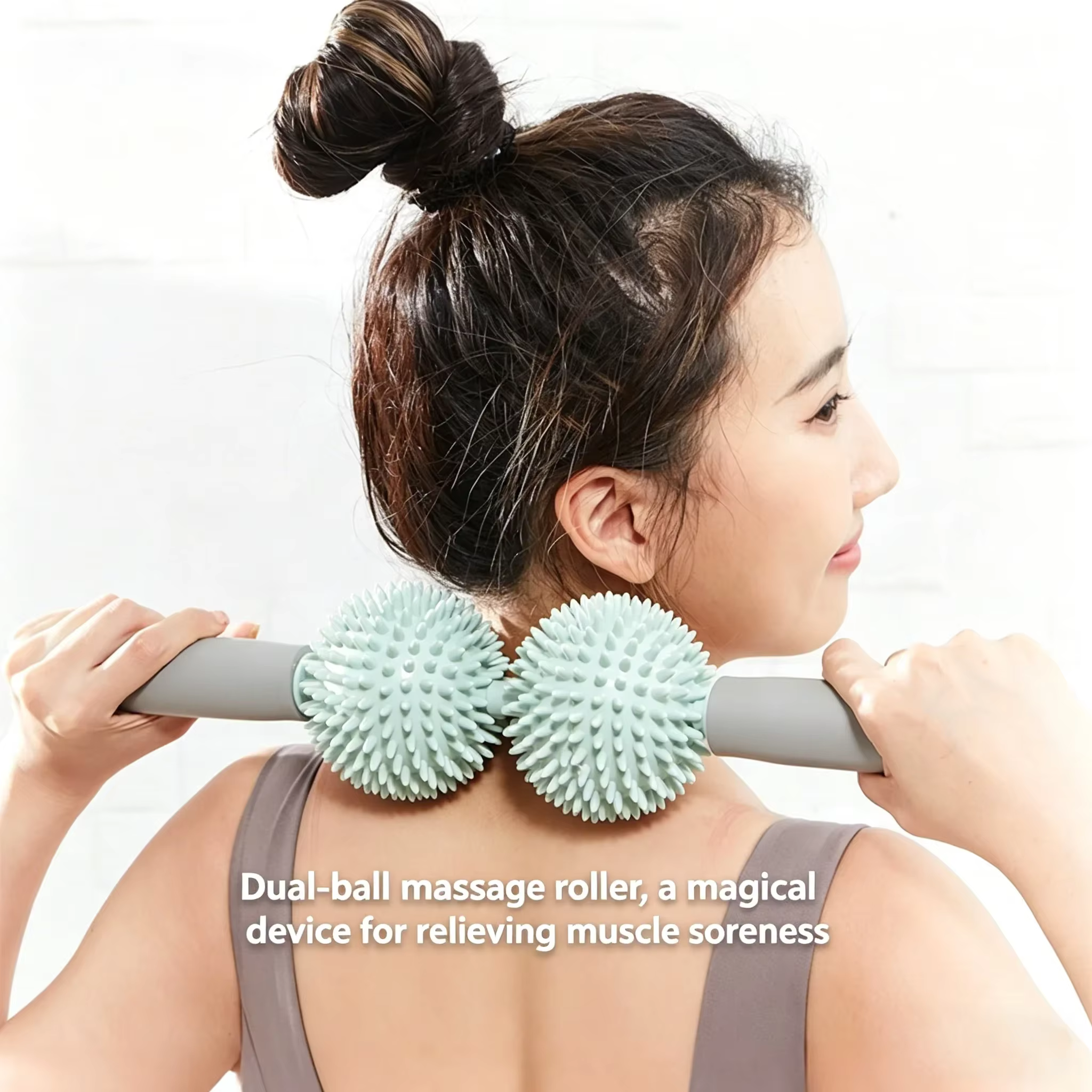 Taiwan Style Foam Roller & Massage Stick, Deep Tissue Muscle Massager for Neck & Back, Yoga Roller with Massage Ball for Home Us