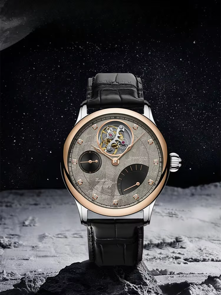 Fashion watch men's bezel 18K gold vast meteorite dial tourbillon revival series eccentric mechanical watch men