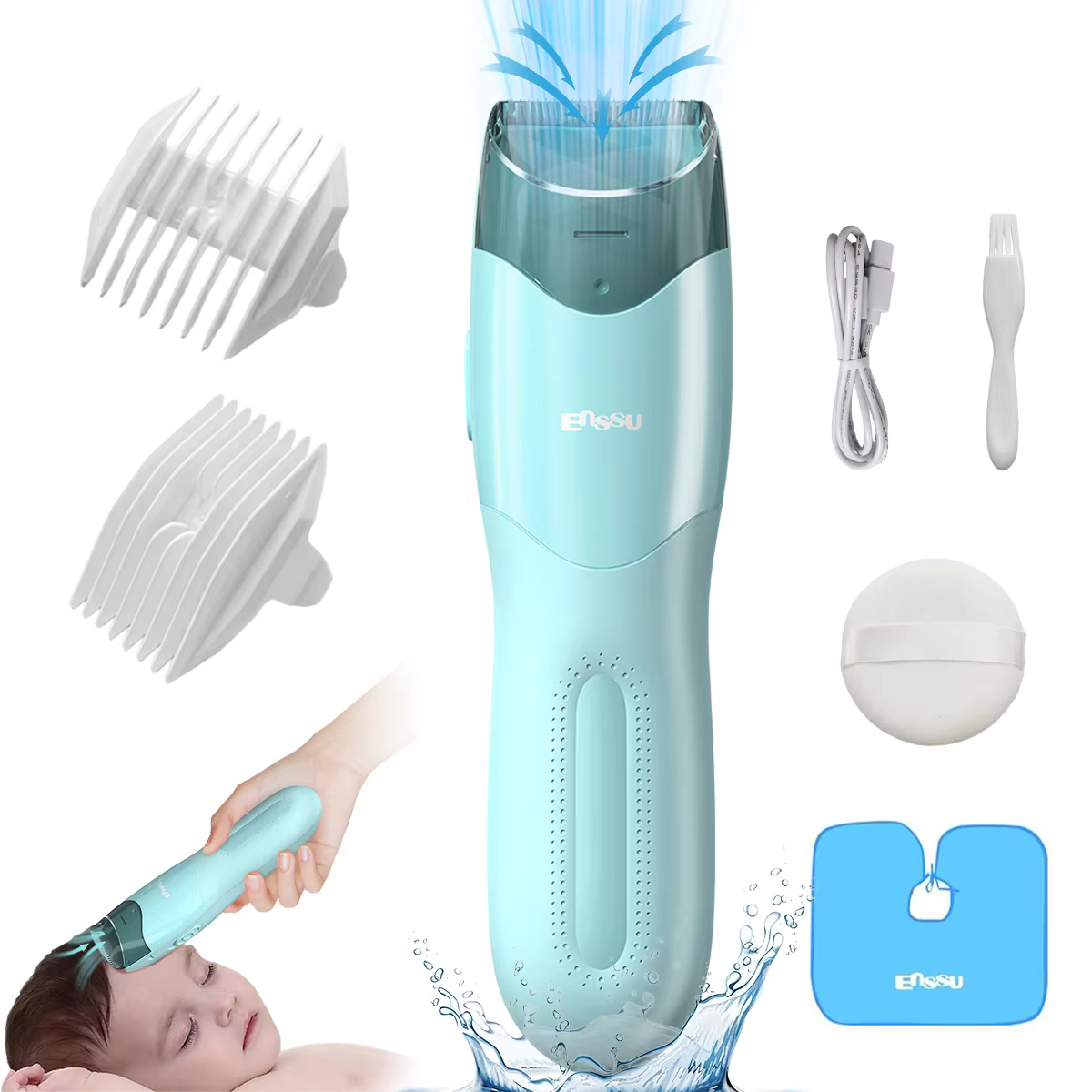 Baby Hair Clipper With Vacuum,Vacuum Hair Clippers for Kids, Rechargeable Vacuum Hair Cutter with 2 Modes for Children/Infant
